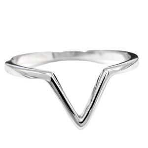 New Sterling Silver Handmade Bohemian Solid Flying V Minimalist Ring